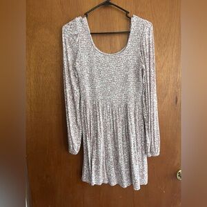 Pink floral long sleeve mini dress